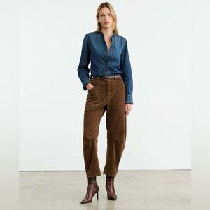 Nili Lotan Brown Cropped Corduroy Pants